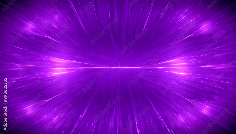 Poster a vibrant purple background with a radial pattern of thin, white lines radiating outwards from the c