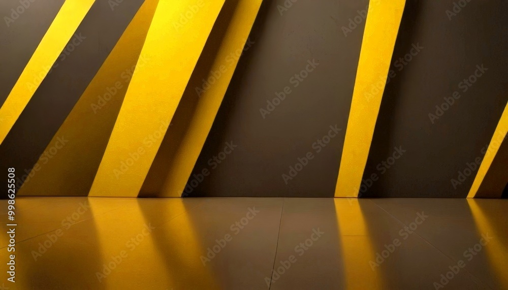 Poster a dark-colored wall with diagonal lines in yellow and black, creating a striking visual effect