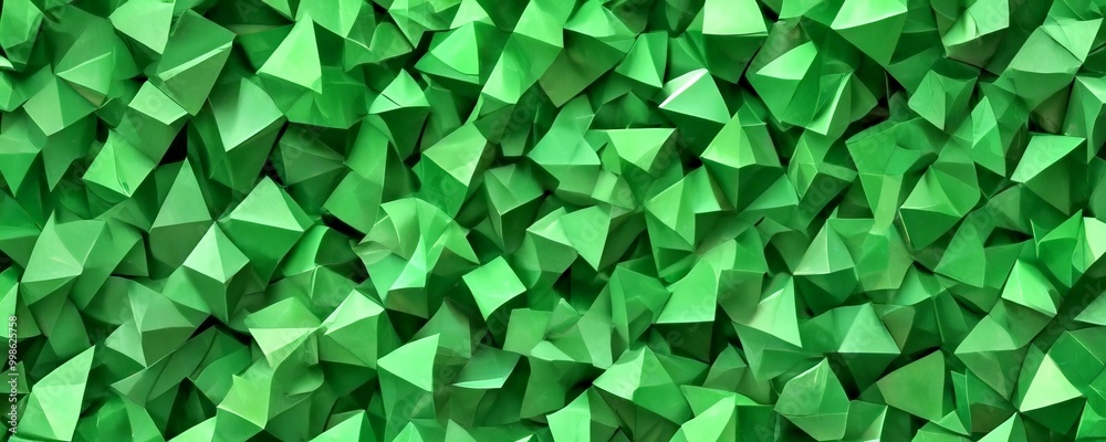 Fototapete a dense arrangement of green triangular shapes, creating a visually striking pattern