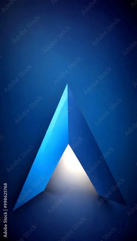 Aufkleber A blue triangular prism with a light source at the bottom, set against a dark blue background