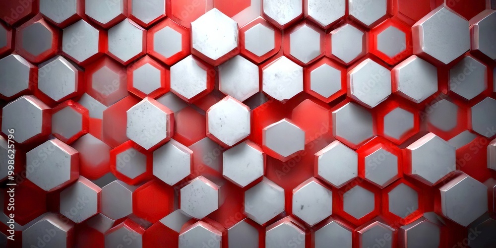 Fototapete a repeating pattern of red and gray hexagonal shapes arranged in a grid-like fashion, creating a visually striking and geometric design
