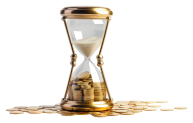 PNG Coins and glass hourglass investment chandelier deadline.