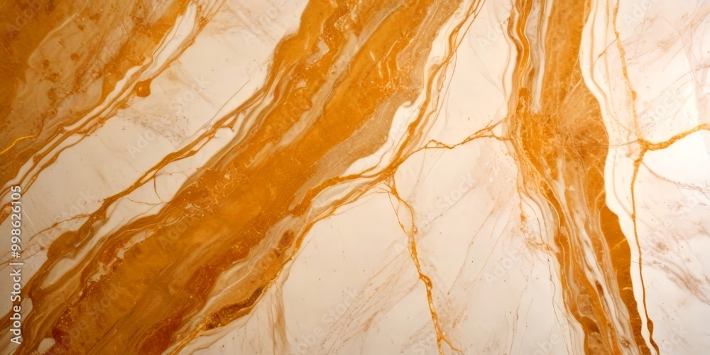 Aufkleber a close-up view marble surface with a striking pattern of swirling lines and swirls in shades of gold and white, creating a sense of movement and depth