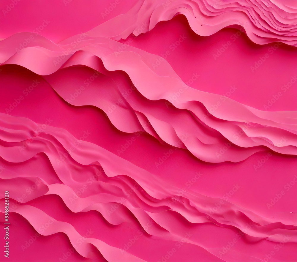 Aufkleber a close-up view pink paper sculpture with a wave-like pattern, showcasing the intricate details and 