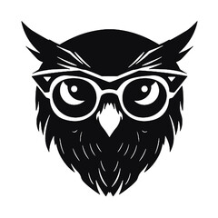  Owl wear glasses silhouette vector illustration
