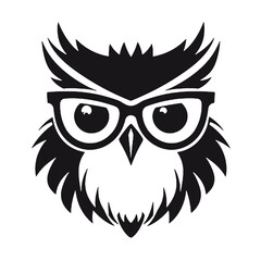  Owl wear glasses silhouette vector illustration
