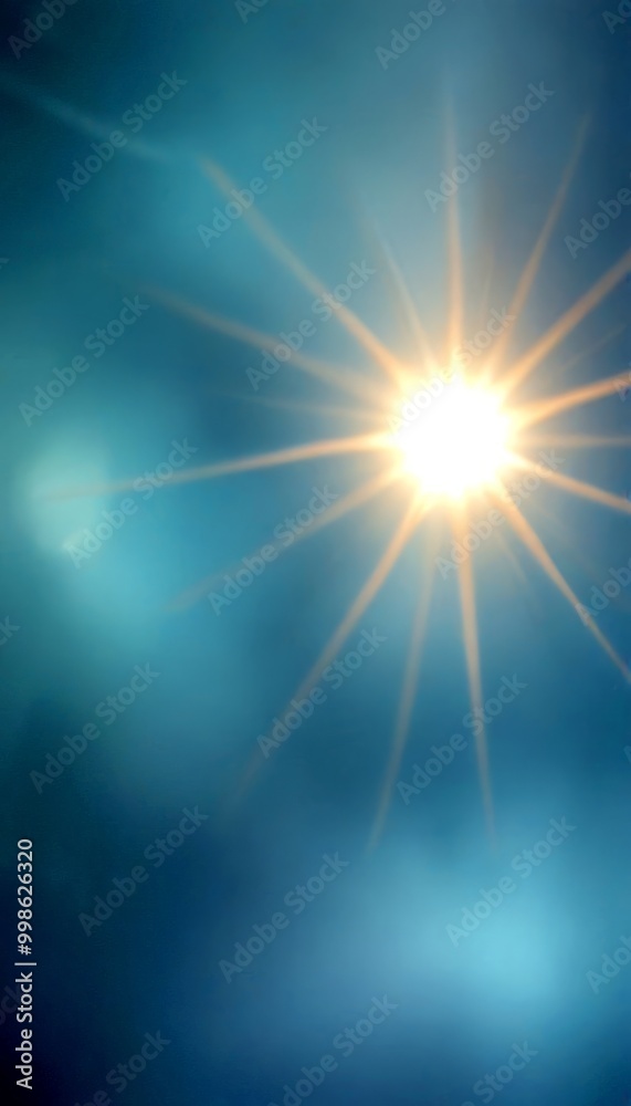 Poster the sun shines brightly through a cloudy sky, creating a radiant burst of light that illuminates the
