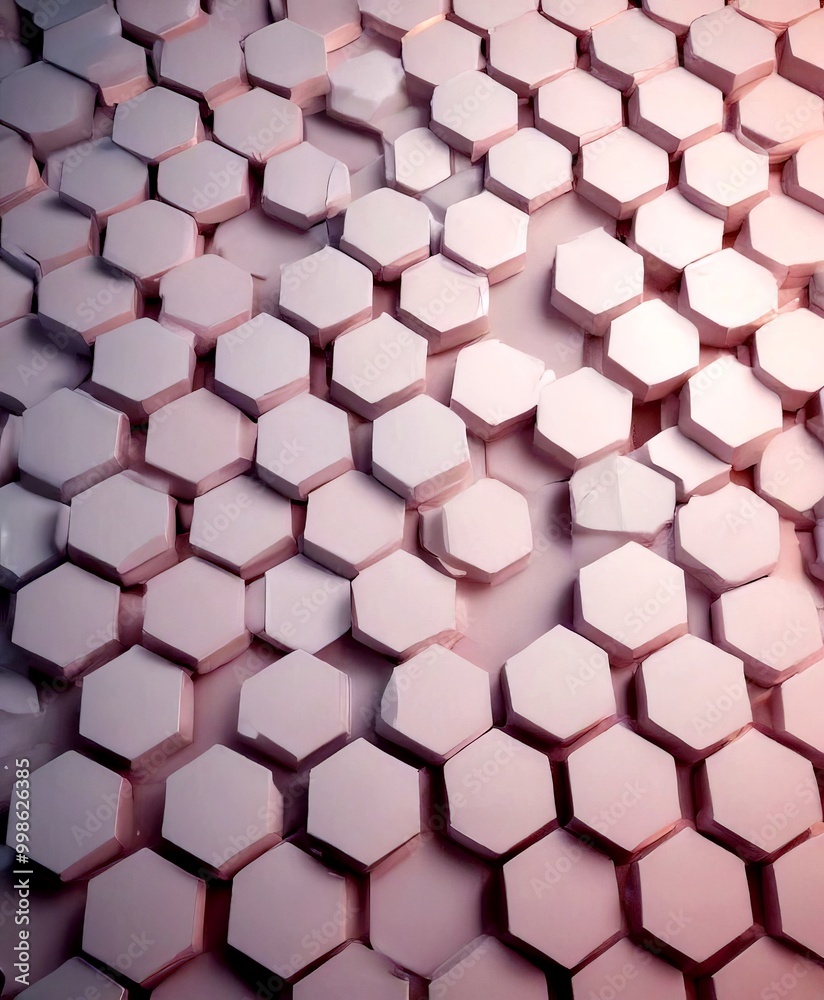 Poster a close-up view pattern of white hexagonal shapes arranged in a grid-like fashion, creating a visually striking and geometric design