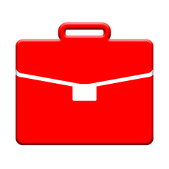 red suitcase isolated on white background