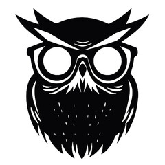  Owl wear glasses silhouette vector illustration
