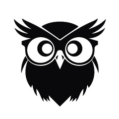  Owl wear glasses silhouette vector illustration
