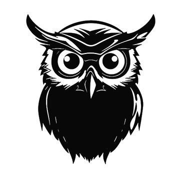 recommend clip art:  Owl wear glasses silhouette vector illustration
                    