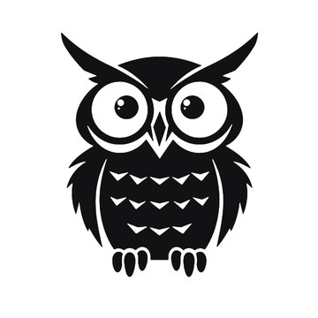 recommend clip art:  Owl wear glasses silhouette vector illustration
                    