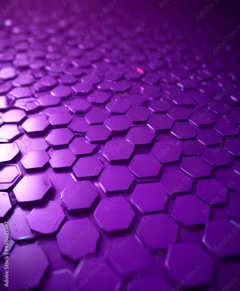 Poster A close-up view purple hexagonal pattern, with a subtle pink hue in the center