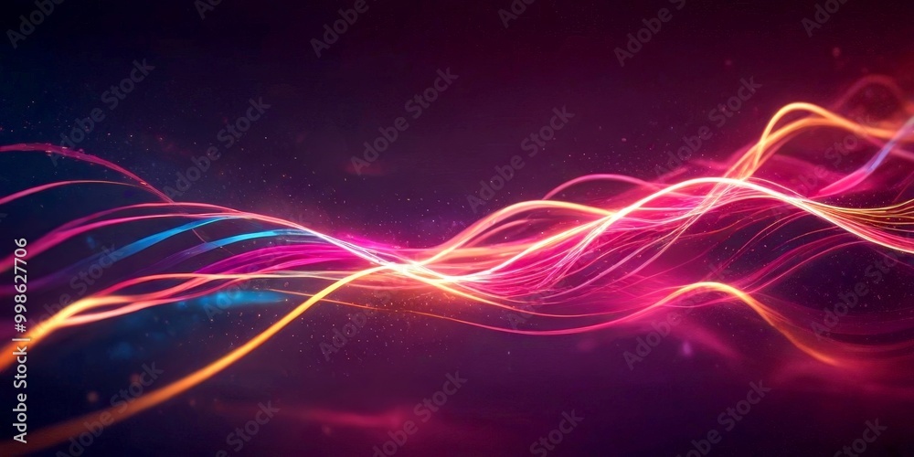 Fototapete a dynamic abstract composition of multicolored lines and curves, creating a sense of movement and energy The lines and curves are arranged in a wave-like pattern, with some
