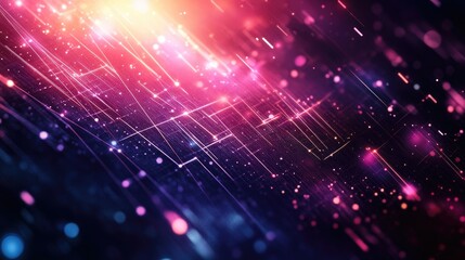 Fototapeta premium Beautiful abstract technology background with layered digital grids, light flares, and glowing lines, perfect for modern tech visuals