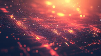 Fototapeta premium Beautiful abstract technology background with layered digital grids, light flares, and glowing lines, perfect for modern tech visuals