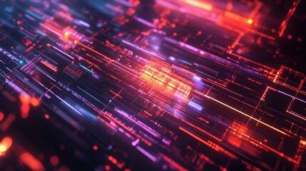 Obraz premium Beautiful abstract technology computer background with vibrant digital connections, sleek lines, and glowing tech elements, symbolizing connectivity