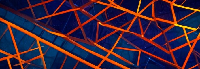Fototapeta premium a complex network of intersecting orange and blue beams, creating a visually striking abstract pattern