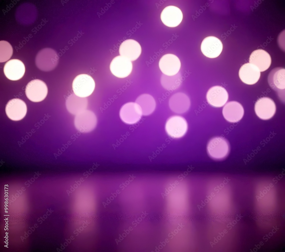 Poster A blurred purple background with white, circular lights scattered across it, creating a bokeh effect