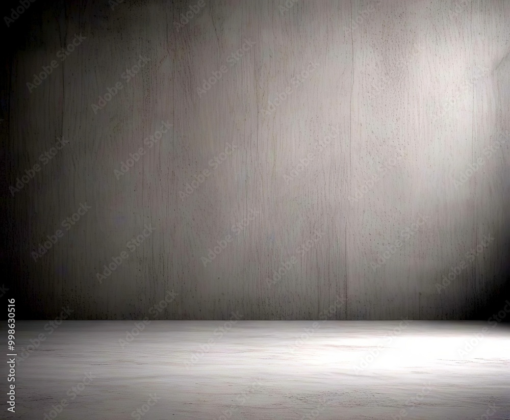 Poster A dark gray concrete wall with a single vertical line running across it, creating a stark contrast against the flat, empty floor below
