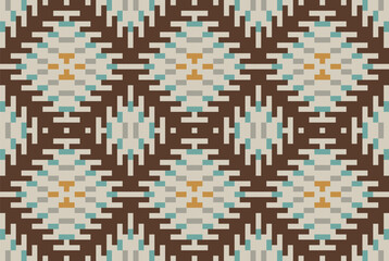 Fototapeta premium Embroidery Tribal Ethnic Patternfolk Embroidery, Aztec Geometric Ornament Print. Design for Carpet, Wallpaper, Clothing, Wrapping, Fabric