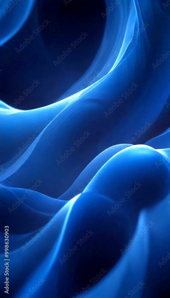 Poster a close-up swirling, abstract pattern of dark blue hues, creating a sense of movement and depth