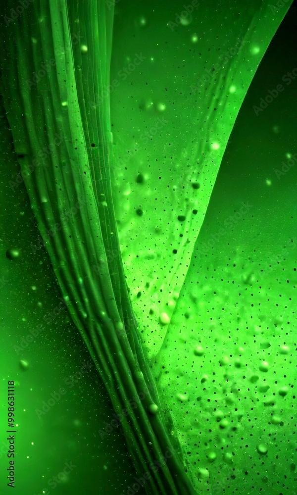 Leinwandbilder a close-up view green leaf with water droplets on its surface, creating a textured and reflective appearance
