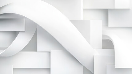 Modern Minimalist White Geometric Abstract Background with Layered Shapes and Subtle Shadows, Perfect for Contemporary Design Projects