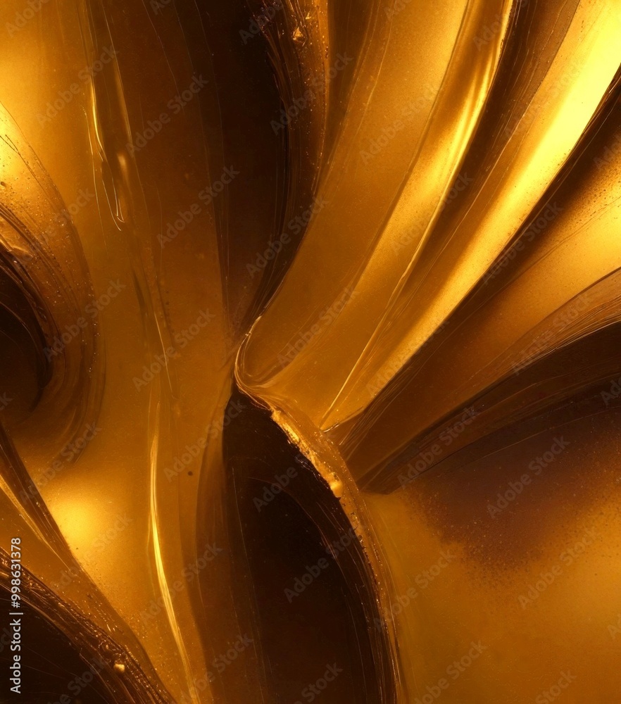 Aufkleber a close-up view golden, abstract pattern with curved lines and swirls, creating a sense of movement and depth
