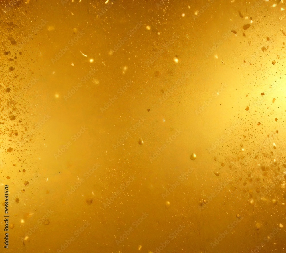 Poster a close-up view golden liquid, possibly honey or syrup, with small droplets scattered throughout, cr