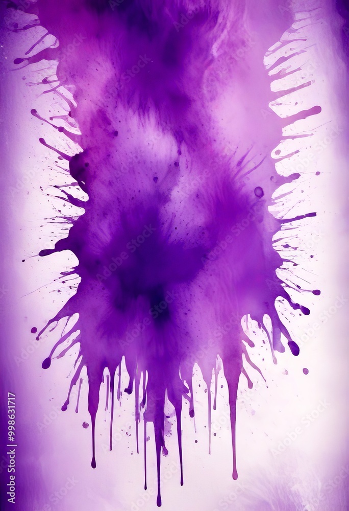 Poster a purple abstract splash of paint or ink, with a gradient effect transitioning from a darker shade at the top to a lighter one at the bottom The splatter appears to be