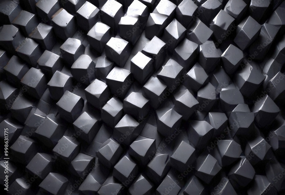 Aufkleber a close-up view dark, geometric pattern composed of numerous small cubes arranged in a repeating pattern The cubes are black in color, creating a stark contrast against