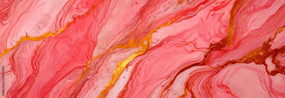 Aufkleber a marble-like pattern with pink and gold hues, featuring swirling and flowing lines that create a sense of movement and depth