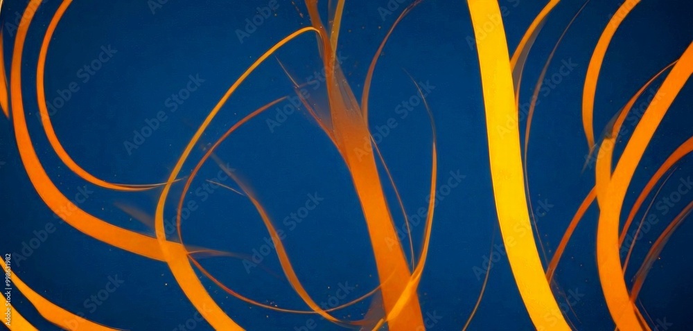 Aufkleber a close-up view of abstract orange and blue lines, creating a dynamic and visually striking composition
