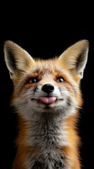 Fototapeta premium playful red fox, looking directly at the camera with its tongue sticking out