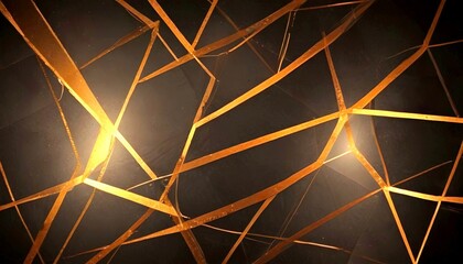 Fototapeta premium a dark background with a complex pattern of intersecting golden lines, creating a sense of depth and dimension