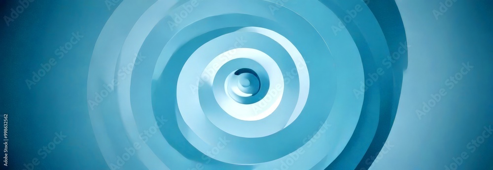 Poster A spiral pattern of concentric circles in varying shades of blue, creating a mesmerizing visual effect