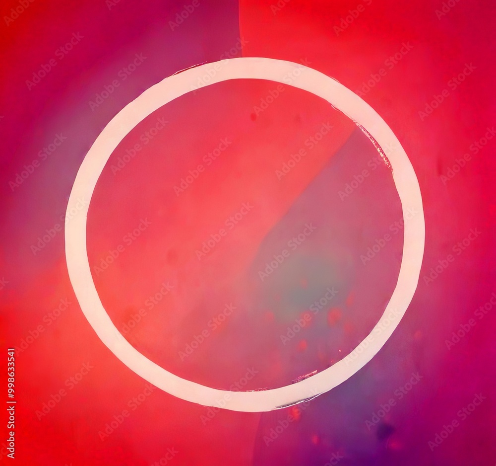 Aufkleber A white circle is centered against a gradient background transitioning from pink to purple