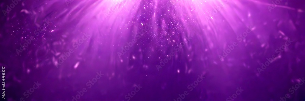 Poster a purple-hued underwater scene with rays of light shining down from the top left, creating a sense of depth and movement