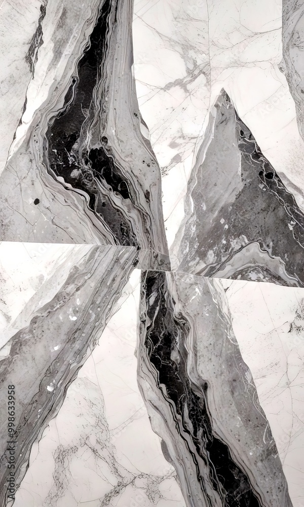 Leinwandbilder a close-up view marble surface with a striking pattern of black and white swirls and lines, creating