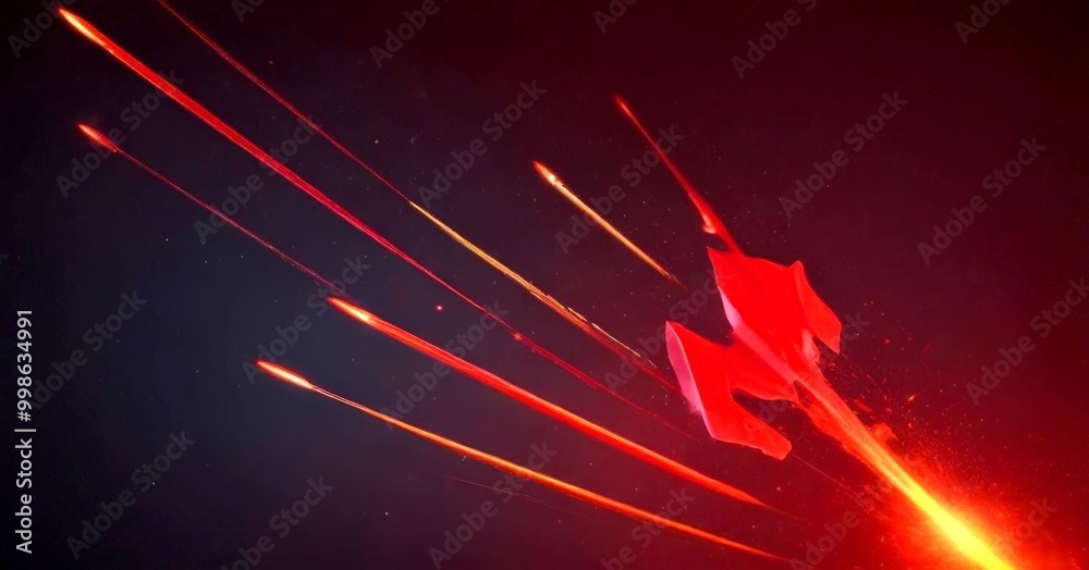 Poster a red spaceship soars through the dark sky, leaving a trail of fiery light in its wake