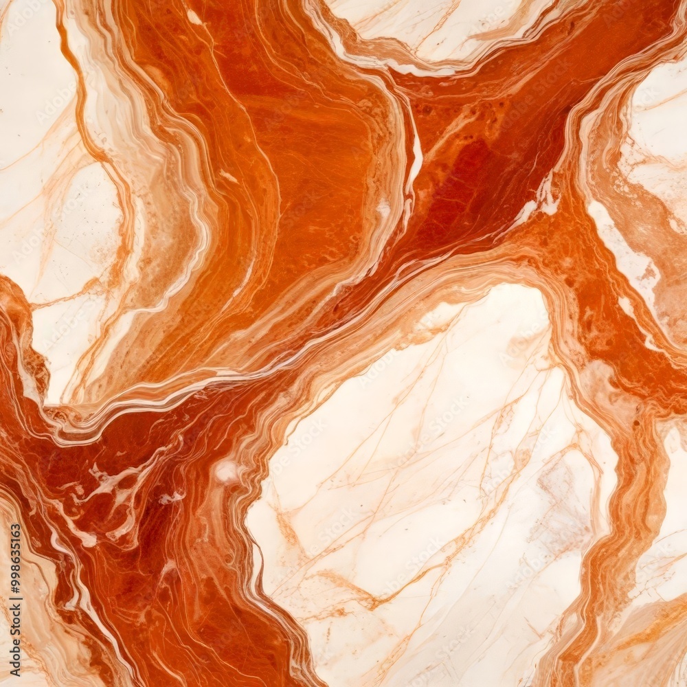 Poster a close-up view marble surface with a swirling pattern of orange and white hues, creating a sense of movement and depth