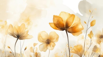 opulent floral dreamscape golden botanicals dance on minimalist canvas luxe watercolor washes whisper elegance abstract artistry blooms organic shapes harmonize natureinspired sophistication