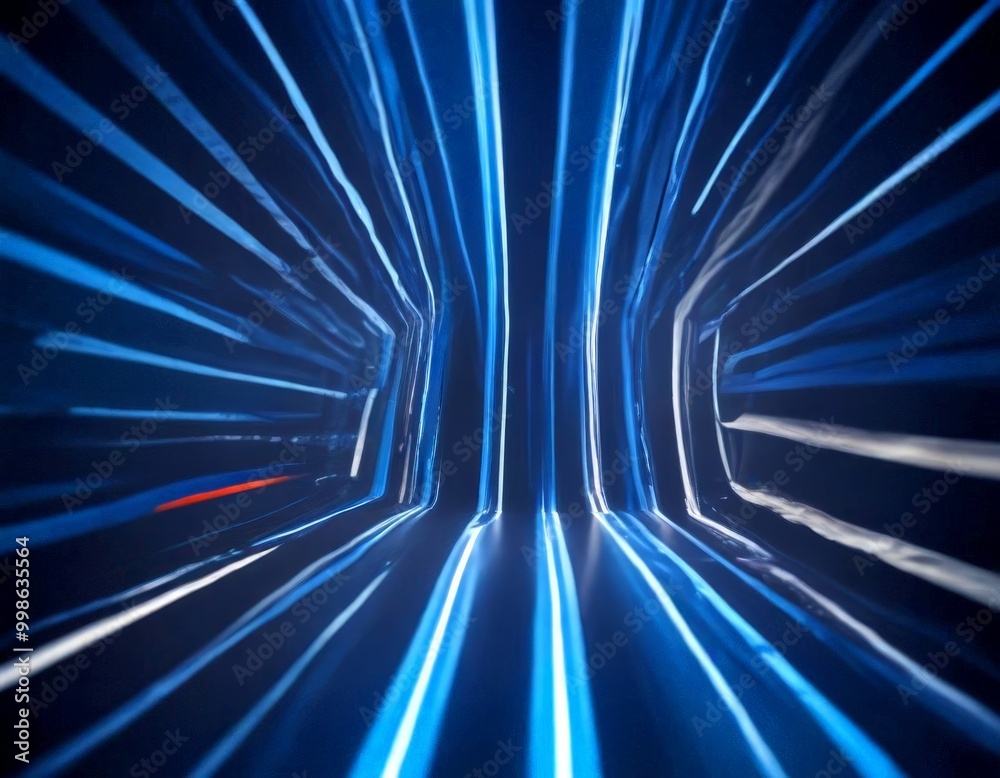 Leinwandbilder a futuristic, abstract scene with a series of vertical lines and a red line, creating a sense of dep