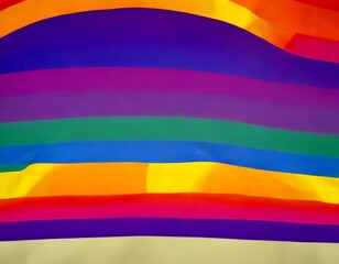 Obraz premium a vibrant rainbow flag with horizontal stripes in various colors, including purple, blue, green, yellow, orange, and pink