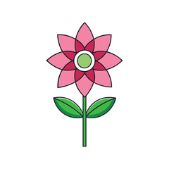 Stylized Flower Clipart Vector with Rounded Petals and Playful Design Elements