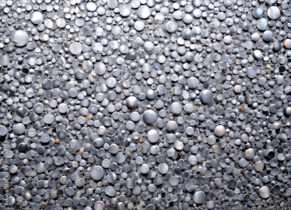 Fototapete a close-up view textured surface composed of numerous small, round, metallic objects in various shad