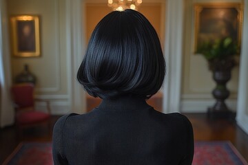 Stylish Black Bob Hairstyle with Vibrant and Elegant Look Perfect for Fashion and Beauty Themes