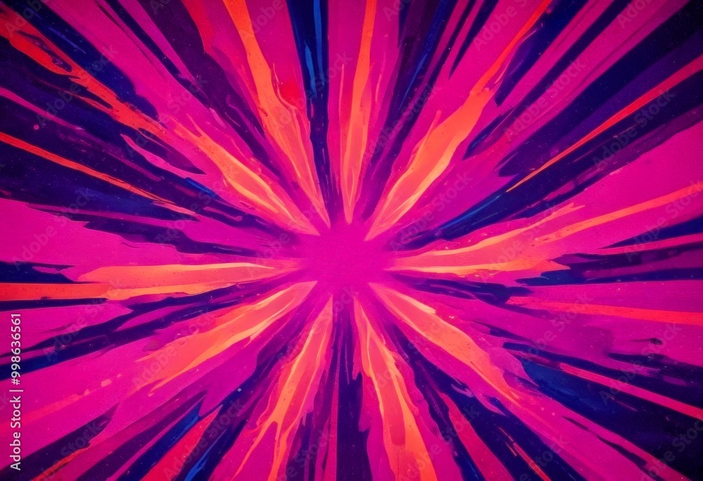 Poster a vibrant abstract design with a radial pattern of intersecting lines in various shades of pink, purple, and orange, creating a dynamic and energetic visual effect